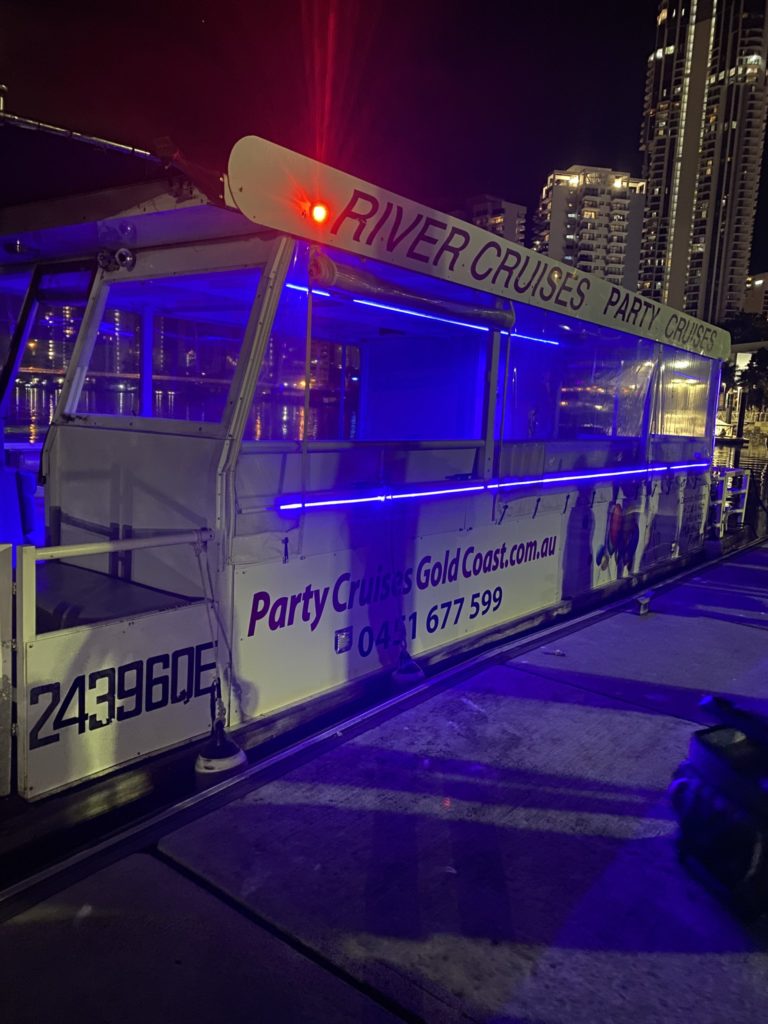 Party boat at night