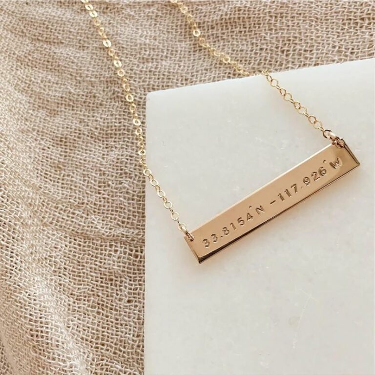 Necklace With The Coordinates Of A Location Important To Her